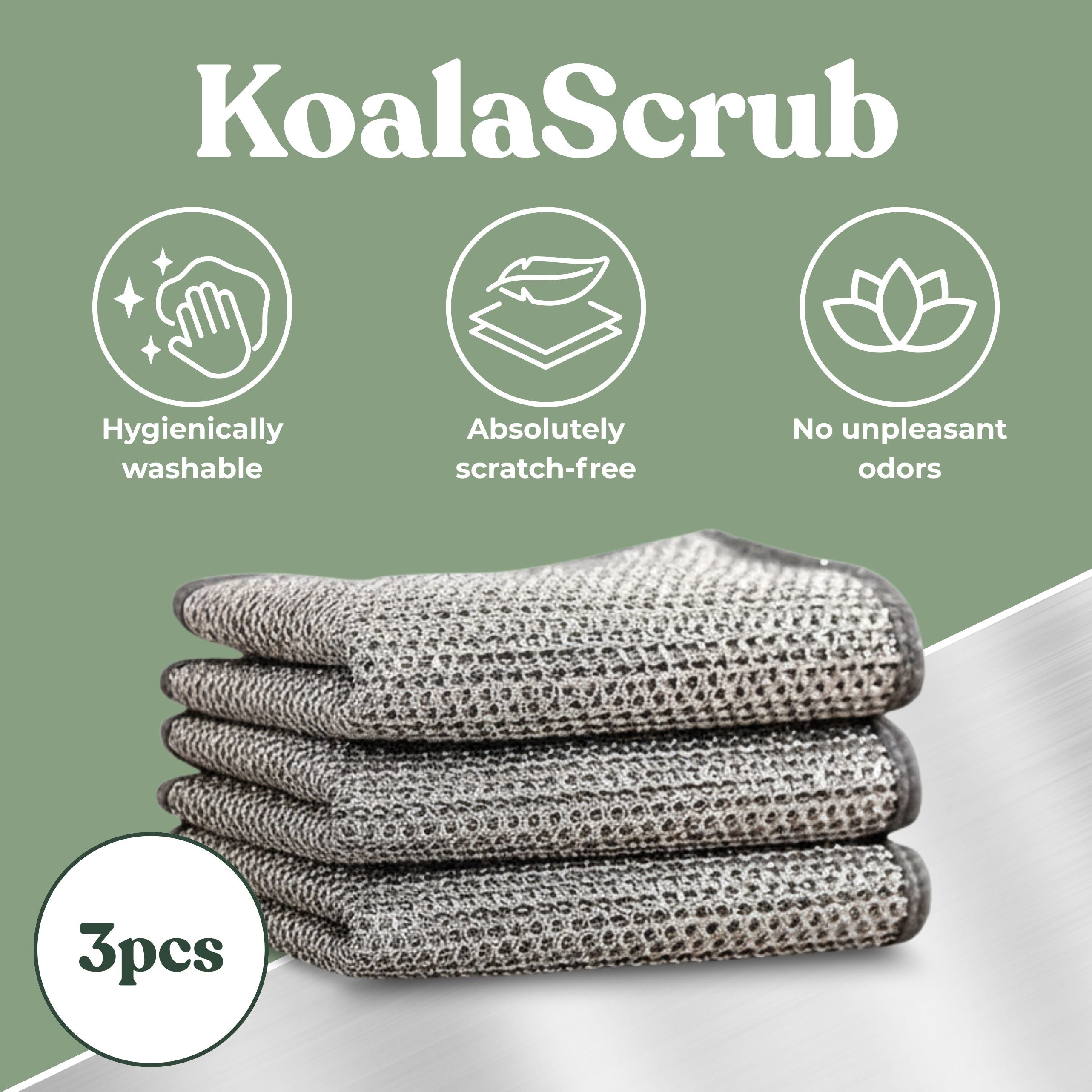 KoalaScrub – Hygienic Steel Mesh for Tough, Scratch-Free Cleaning (20x20cm)