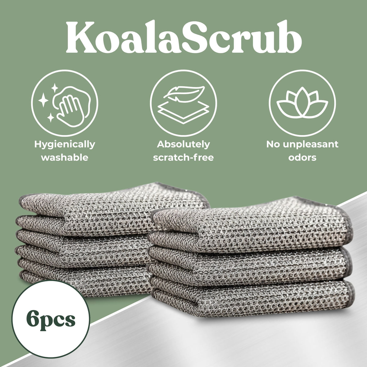 KoalaScrub – Hygienic Steel Mesh for Tough, Scratch-Free Cleaning (20x20cm)